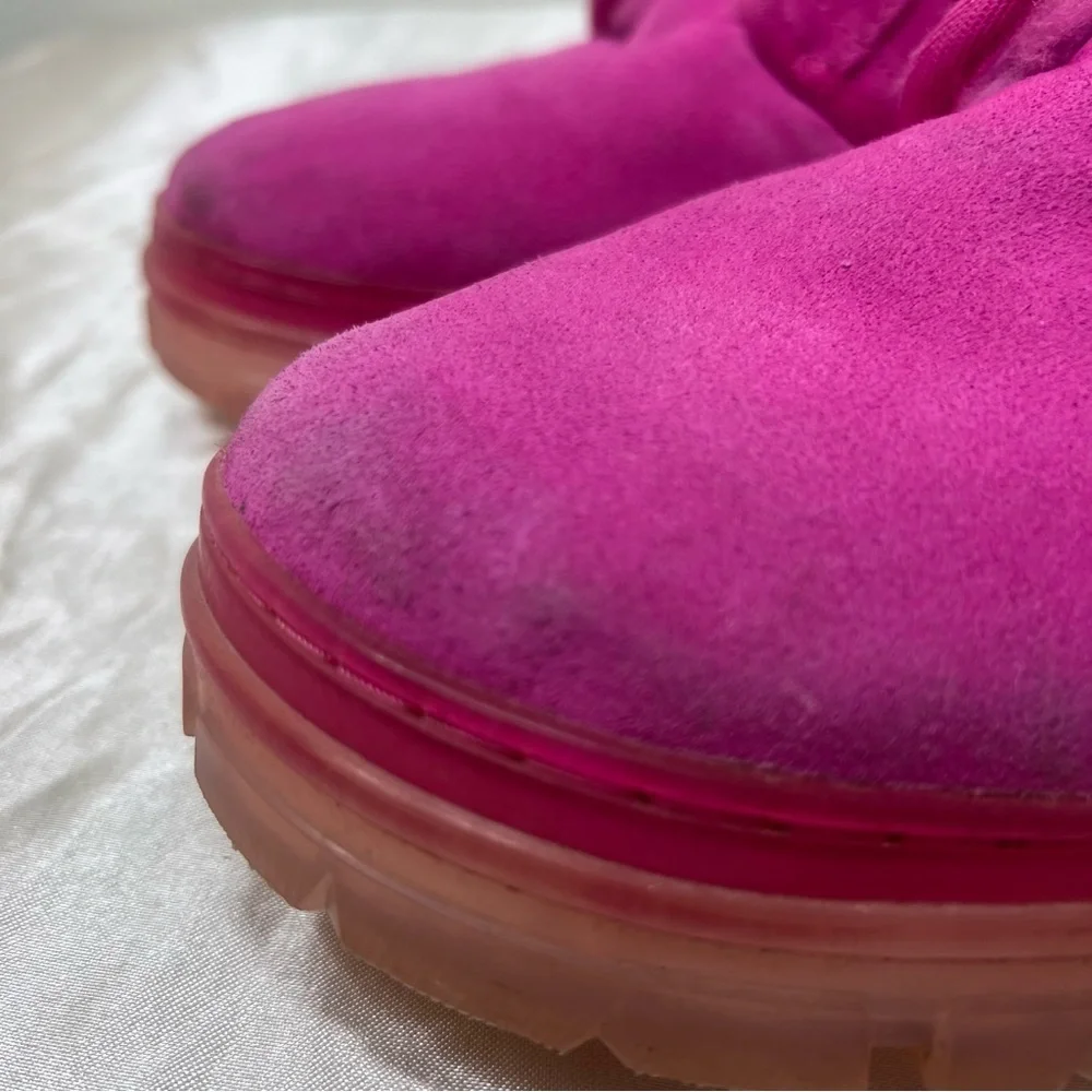 UGG Neumel Clear Chukka Boot Hot Pink Suede Wool Shearling Lined Size 8 - Picture 4 of 16